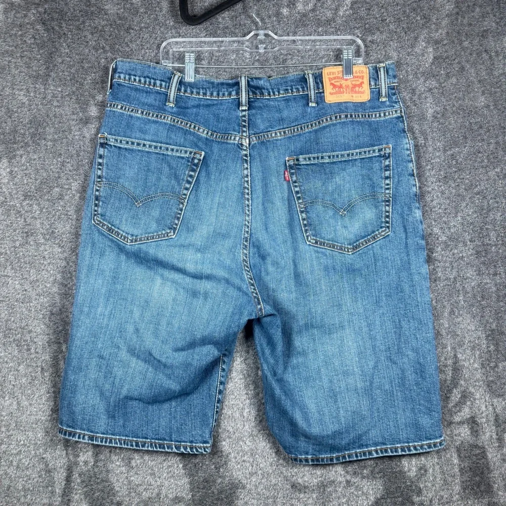 Levis 569 Loose Straight Denim Shorts Mens 40 Blue Medium Wash Stretch Casual